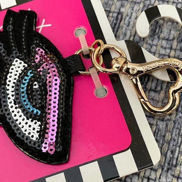 Betsey Johnson Keys Holder Sequin French Fries Heart eye Keychain - Picture 7 of 12